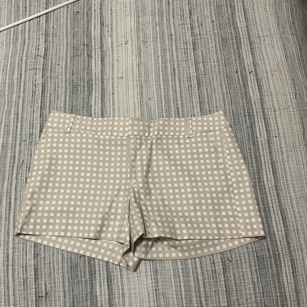 NWT Banana Republic Ryan Fit Beige Tan Gingham Grid Patterned Shorts Size